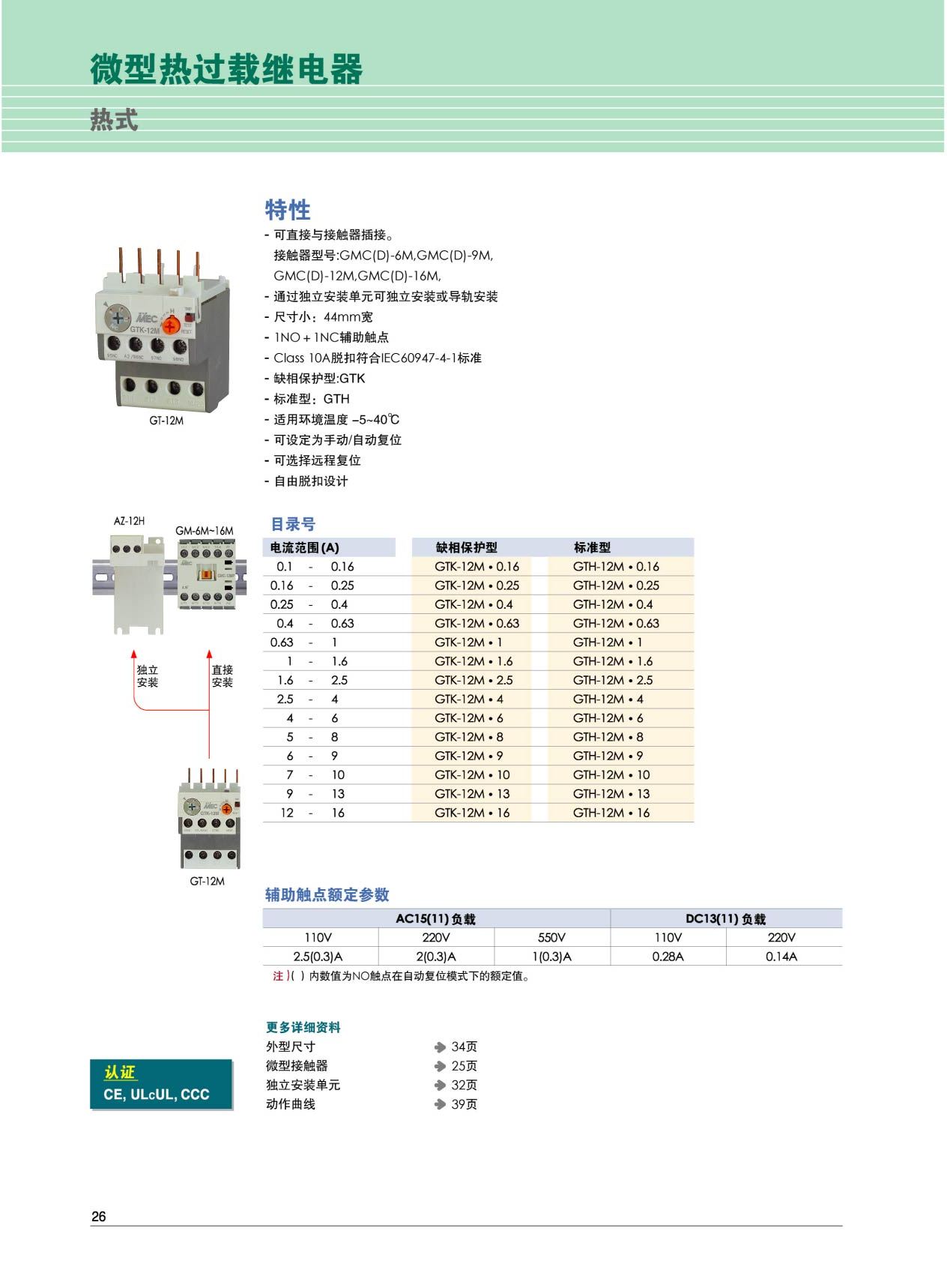 微型熱過(guò)載繼電器特性